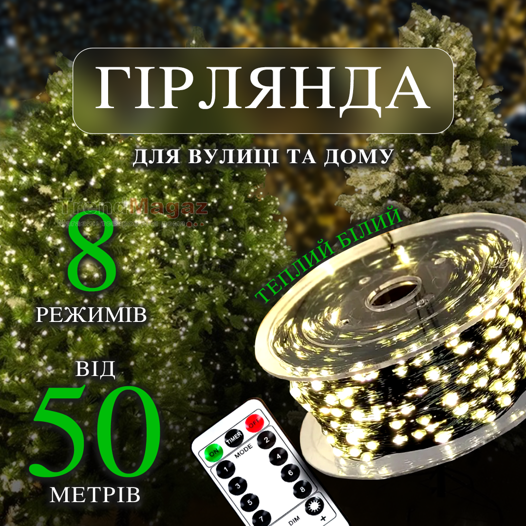 Світлодіодна гірлянда від USB «Роса» 50м 100м 150м 200м 8 режимів свічення Світлодіодна гірлянда від USB «Роса» 50м 100м 150м 200м 8 режимів свічення